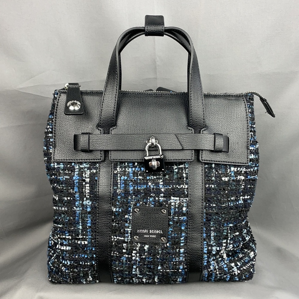 henri bendel Tweed Jetsetter Convertible Backpack / Crossbody / Satchel in Black
